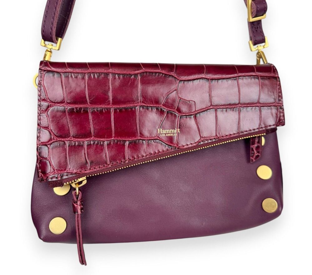 NWT Hammitt Dillon Small Gondola Burgundy Croc Suede 6-Way Crossbody Clutch